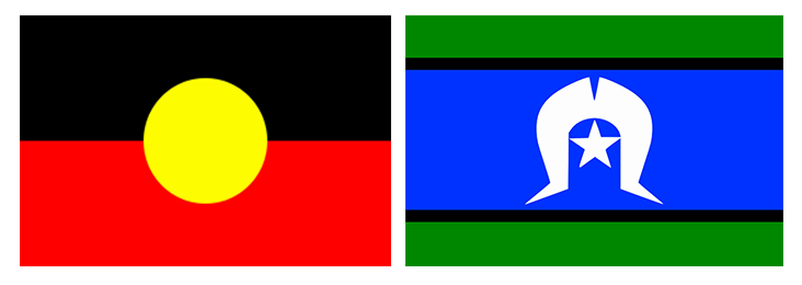 The Aboriginal flag and the Torres Strait Islander flag